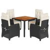 vidaXL Set mobilier de grădină cu perne, 5 piese, negru, poliratan