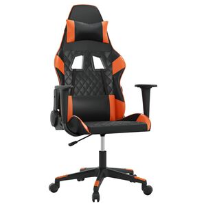 vidaXL Scaun de gaming de masaj, negru și portocaliu, piele ecologică