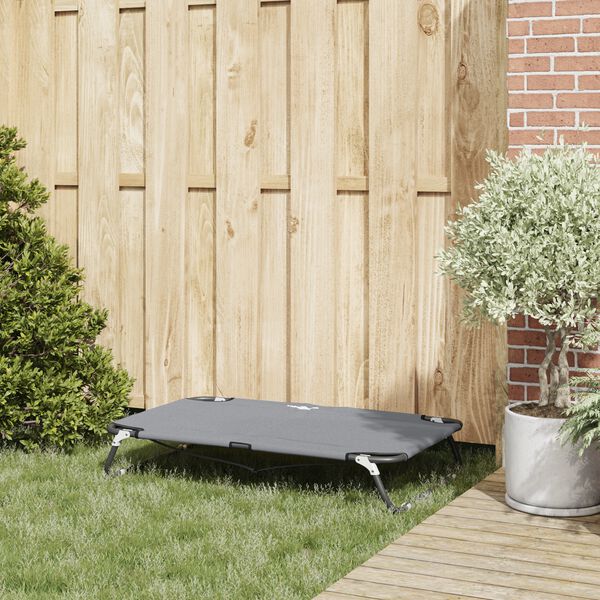 vidaXL Pat pentru câini Manual Gri deschis 90 x 55 x 18 cm Oțel