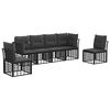 vidaXL Set de canapele de exterior cu pernă 6 pcs Negru Poliester