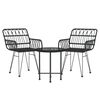 vidaXL Set mobilier de grădină, 3 piese, negru, poliratan