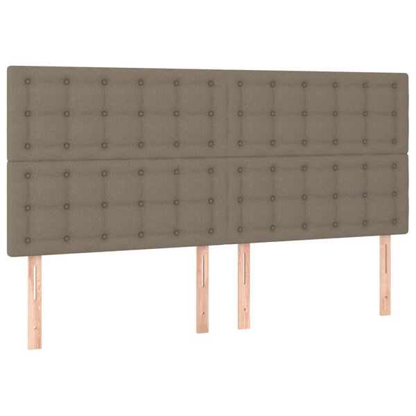 vidaXL Tăblie de pat cu LED, gri taupe, 180x5x118/128 cm, textil