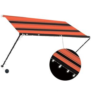 vidaXL Copertină retractabilă cu LED, portocaliu și maro, 250 x 150 cm