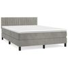 vidaXL Pat box spring cu saltea, gri deschis, 140x200 cm, catifea