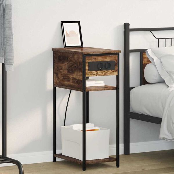 vidaXL Dulap de noapte Stejar fumuriu 41 x 28 x 76 cm Lemn compozit