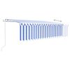 vidaXL Copertină retractabilă stor&LED&senzor v&acirc;nt, albastru/alb, 5x3m