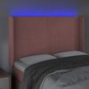 vidaXL Tăblie de pat cu LED, roz, 147x16x118/128 cm, catifea