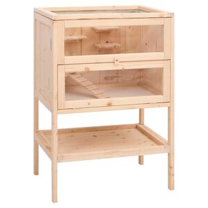 vidaXL Cușcă pentru hamsteri 55x40x80 cm, lemn masiv de brad