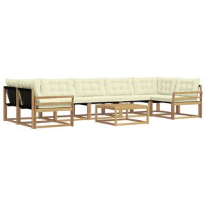 vidaXL Set de canapele de exterior 8 buc. 7-Locuri Alb și crem