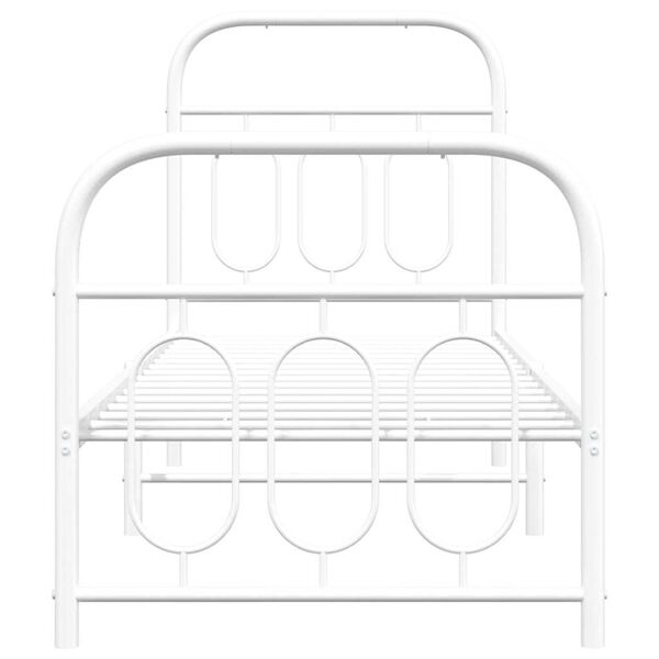 vidaXL Cadru de pat metalic cu tăblie de cap/picioare, alb, 75x190 cm