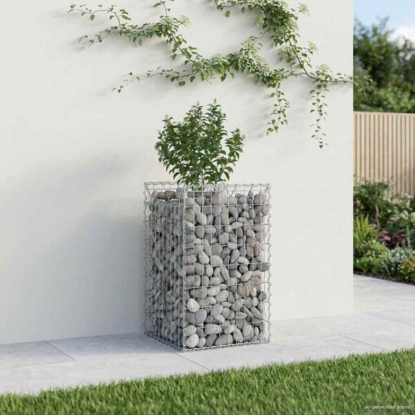 vidaXL Pat ridicat din gabion Argintiu 50 x 50 x 80 cm Oțel Galvanizat