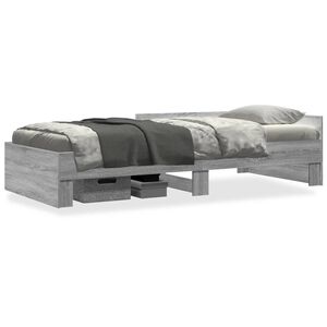 vidaXL Cadru de pat, gri sonoma, 75x190 cm, lemn prelucrat
