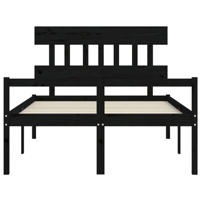 vidaXL Cadru de pat senior cu tăblie dublu, negru, lemn masiv