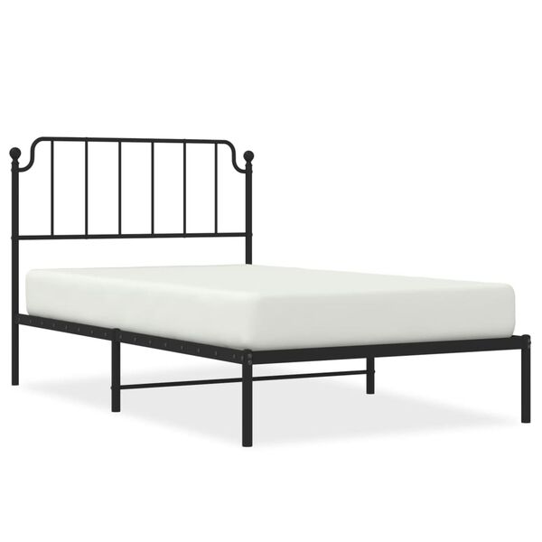vidaXL Cadru de pat din metal cu tăblie, negru, 107x203 cm
