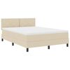 vidaXL Pat cu arcuri cu saltea cu headboard Crem 140 x 200 cm țesătură