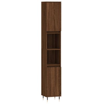 vidaXL Set mobilier de baie, 3 piese, stejar maro, lemn prelucrat