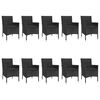 vidaXL Set mobilier de exterior cu perne, 11 piese, negru, poliratan