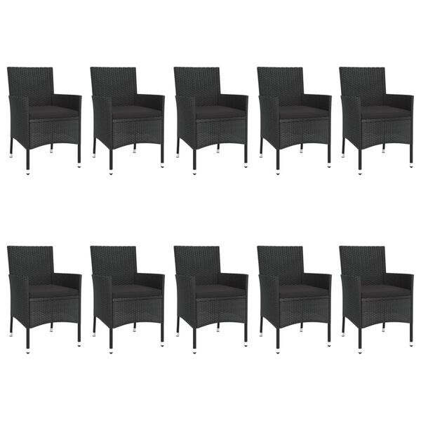 vidaXL Set mobilier de exterior cu perne, 11 piese, negru, poliratan