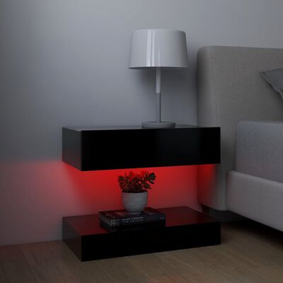 vidaXL Comode TV cu lumini LED, 2 buc., negru, 60x35 cm