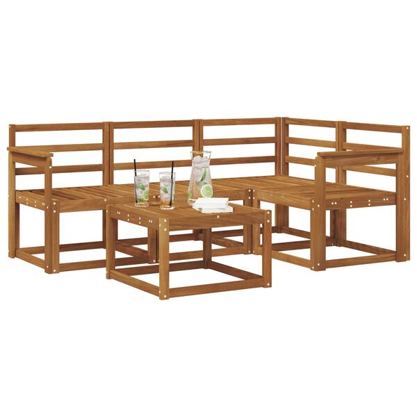 vidaXL Set de canapele de exterior 5 pcs natural Lemn Solid de Acacia