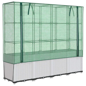 vidaXL Strat &icirc;nălțat cu husă de seră, aspect ratan, 160x40x153 cm