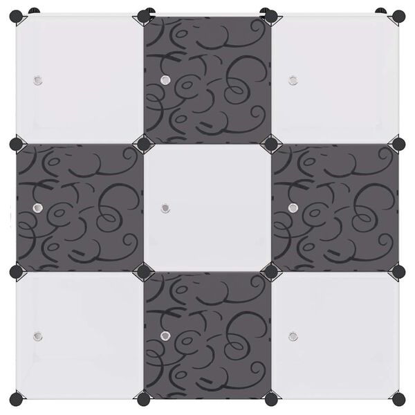 vidaXL Dulap de depozitare tip cub, cu 9 compartimente, negru și alb