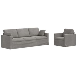 vidaXL Set de canapea 2 buc. Gri deschis Catifea