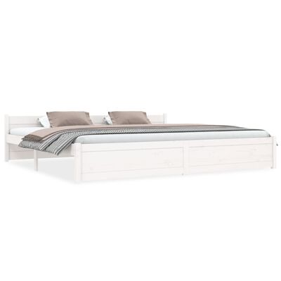 vidaXL Cadru de pat, alb, 200x200 cm, lemn masiv