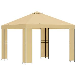 vidaXL Foișor 3 x 3 m Crem Poliester și oțel 190 gsm