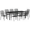 vidaXL Set de masă pentru grădină 9 pcs Negru