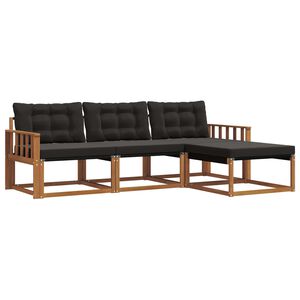 vidaXL Set de canapele de exterior cu pernă 4 pcs Natural și Negru