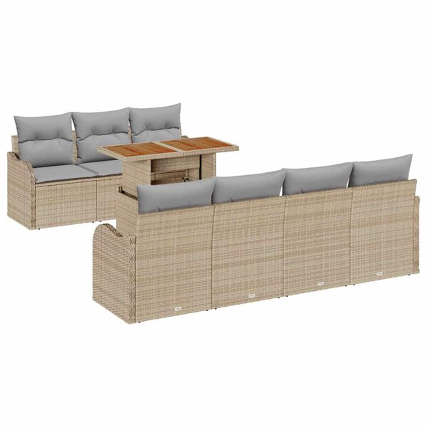vidaXL Set de canapele pentru grădină 8 pcs Bej Rattan poli