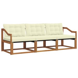vidaXL Set de canapele de exterior cu pernă 3 pcs Natural și Crem