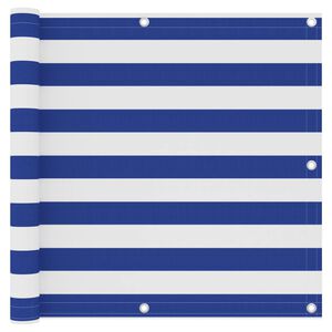 vidaXL Paravan de balcon, alb și albastru, 90x500 cm, țesătură oxford