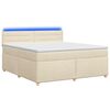 vidaXL Pat boxspring cu saltea cu benzi LED Crem 140 x 200 cm Țesătură
