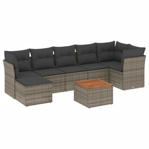vidaXL Set canapele de grădină cu perne, 8 piese, gri, poliratan