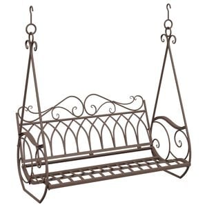 vidaXL Bancă swinging Oțel 112 x 60 x 126,5 cm Maro Antic
