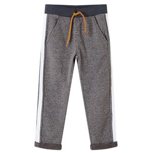 vidaXL Pantaloni de trening pentru copii, gri &icirc;nchis melanj, 116