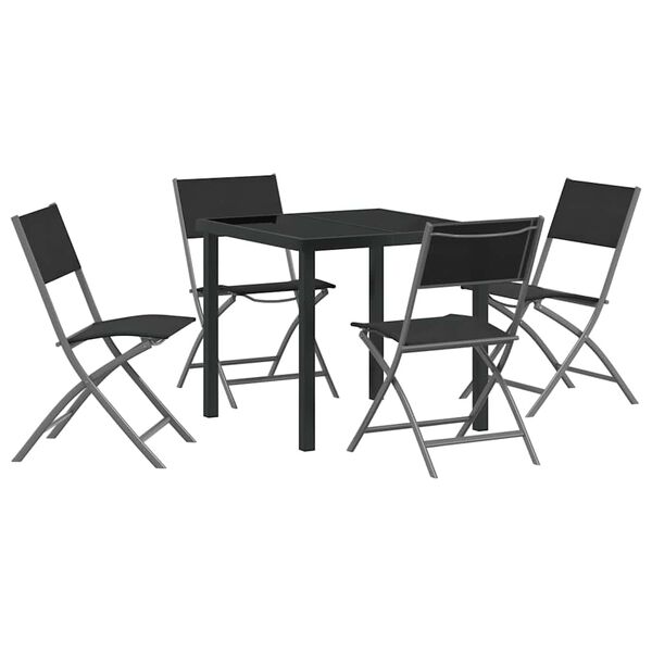 vidaXL Set de masă pentru grădină 5 pcs Negru