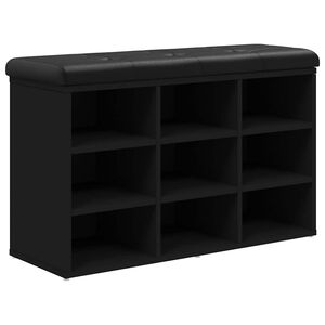 vidaXL Bancă de pantofi, negru, 82x32x50 cm, lemn prelucrat