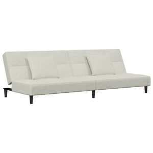 vidaXL Canapea extensibilă cu 2 locuri, 2 perne, crem, catifea