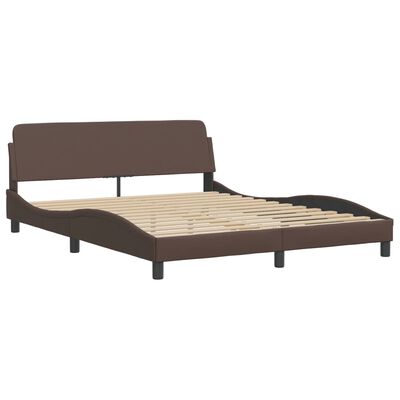 vidaXL Cadru de pat cu tăblie, maro, 160x200 cm, piele ecologică