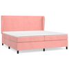 vidaXL Pat box spring cu saltea, roz, 200x200 cm, catifea