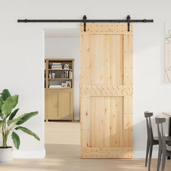 vidaXL Ușă glisantă cu set feronerie, 90x210 cm, lemn masiv de pin