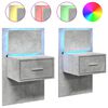 vidaXL Noptiere montate pe perete cu lumini LED, 2 buc., gri beton