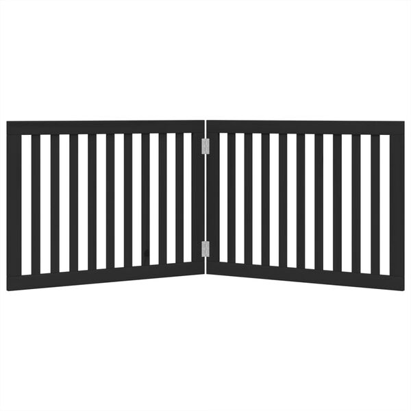 vidaXL Poartă pentru c&acirc;ini pliabilă 2 panouri negru, 160 cm, lemn plop