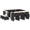 vidaXL Set mobilier de exterior cu perne, 11 piese, negru, poliratan
