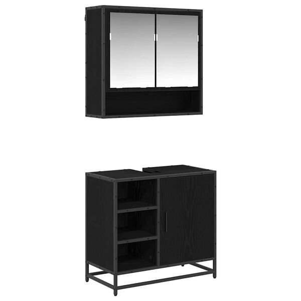 vidaXL Set de mobilier pentru baie 2 pcs Stejar Negru Lemn compozit