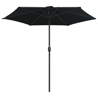 vidaXL Umbrelă de soare cu stâlp aluminiu, negru, 270 x 246 cm