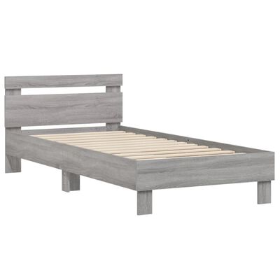 vidaXL Cadru de pat cu tăblie gri sonoma 75x190 cm lemn prelucrat
